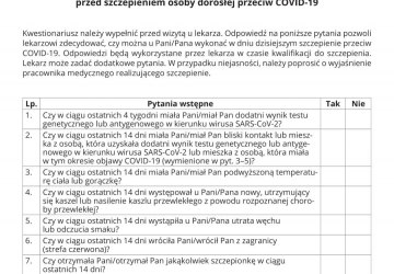 Kwestionariusz przed szczepieniem COVID-19